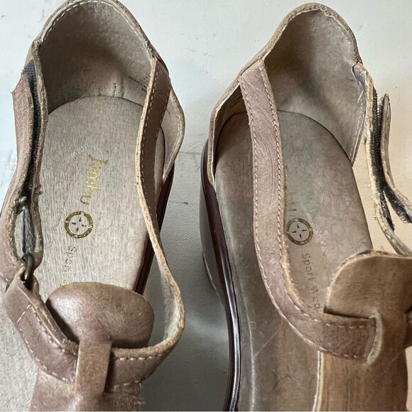 Jambu Sport Wedge Design Leather Cushioned Open Toe Heel Sandals Women 10M Brown - Picture 7 of 12